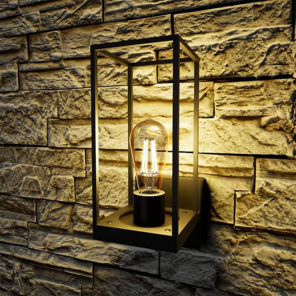 60-Watt Equivalent ST19 Straight Filament Dusk to Dawn Amber Glass E26 Vintage Edison LED Light Bulb, Warm White