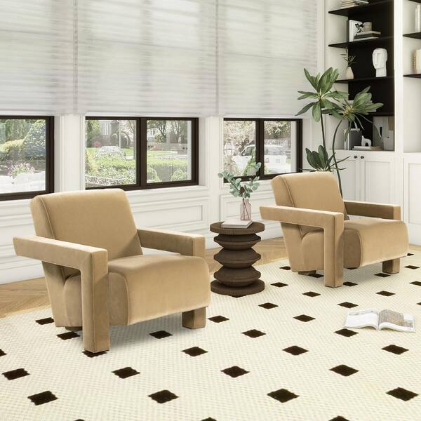 Jennifer Taylor Jennifer Taylor 28.5 in. Fully Upholstered Brown Beige