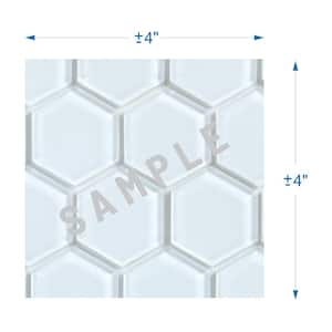 Take Home Sample Sea Breeze White 4 in. x 4 in. Glass Peel and Stick Wall Mosaic Tile (0.11 sq.ft/Each)