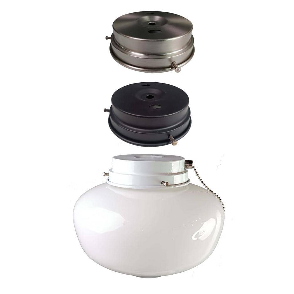 Hampton Bay 1-Light Multi-Finish Ceiling Fan Globe LED Light Kit, WHITE/BN/ORB