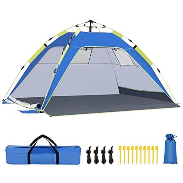 7 ft. x 5 ft. Blue Pop-Up Beach Tent with UPF 50 plus and Ventilation Windows