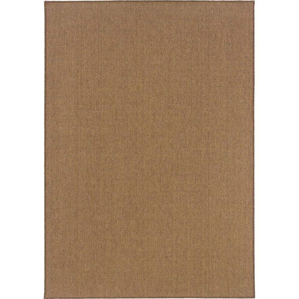 Caicos Tan 8 ft. x 11 ft. Solid Basket Weave Indoor/Outdoor Patio Area Rug