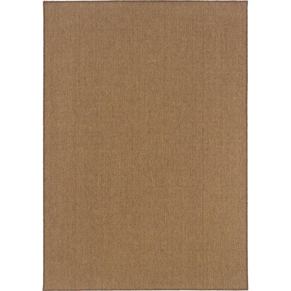 Caicos Tan 9 ft. x 13 ft. Solid Basket Weave Indoor/Outdoor Patio Area Rug