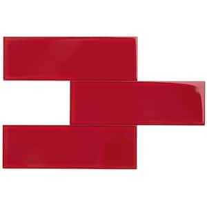 Ruby Red 3 in. x 9 in. x 6mm Glass Subway Wall Tile (5 Sq. Ft.)