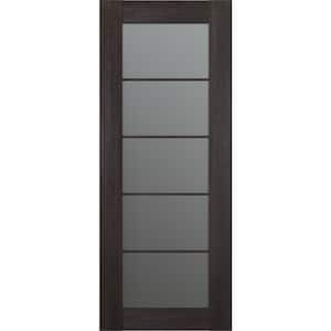 Vona_5 30 in. W x 80 in. H Solid Core 5 Lite Frosted Glass Veralinga Oak Prefinished Wood Interior Door Slab