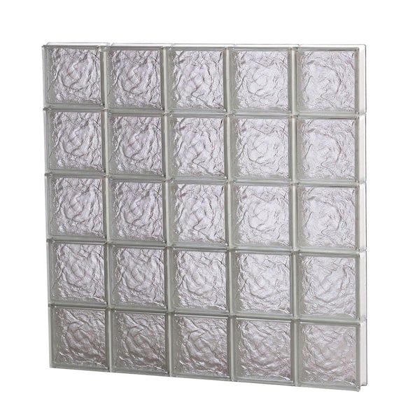 Clearly Secure 38.75 in. x 38.75 in. x 3.125 in. Frameless Ice Pattern Non-Vented Glass Block Window