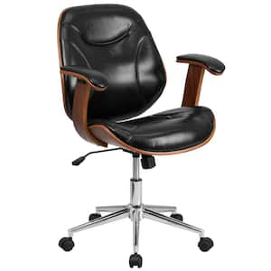 Faux Leather Swivel Office Chair in Black