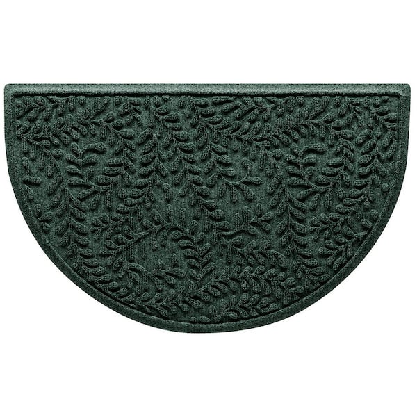 Bungalow Flooring Waterhog Boxwood Evergreen 24 in. x 39 in. Half Round PET Polyester Indoor Outdoor Doormat