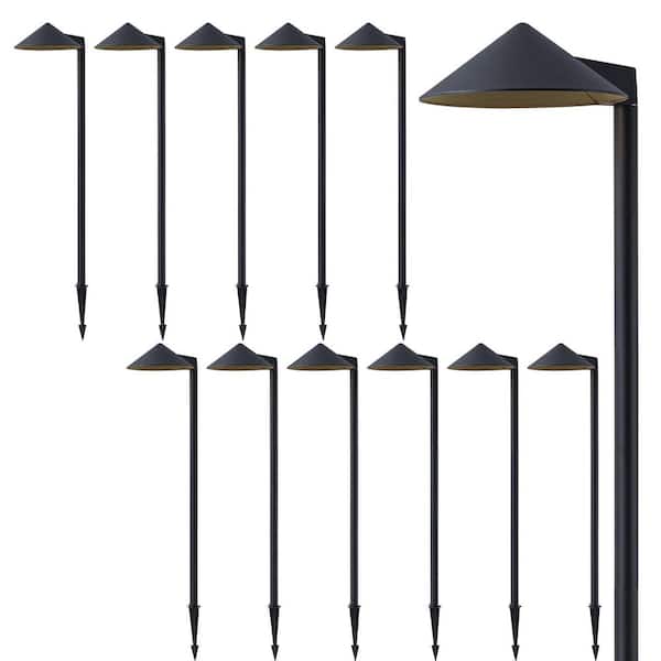 35 in. Low Voltage Black Aluminum Hardwired Integrated LED Weather Resistant Path Light with Acrylic Lens (12-Pack)