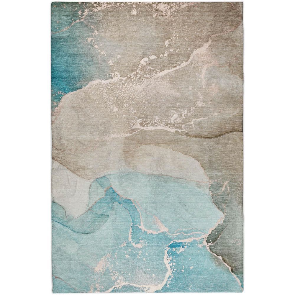 Dream Shag Premium Machine Washable Abstract ADS517 Teal 5 ft. x 7 ft. 6 in. Area Rug price history on PriceWatchPro