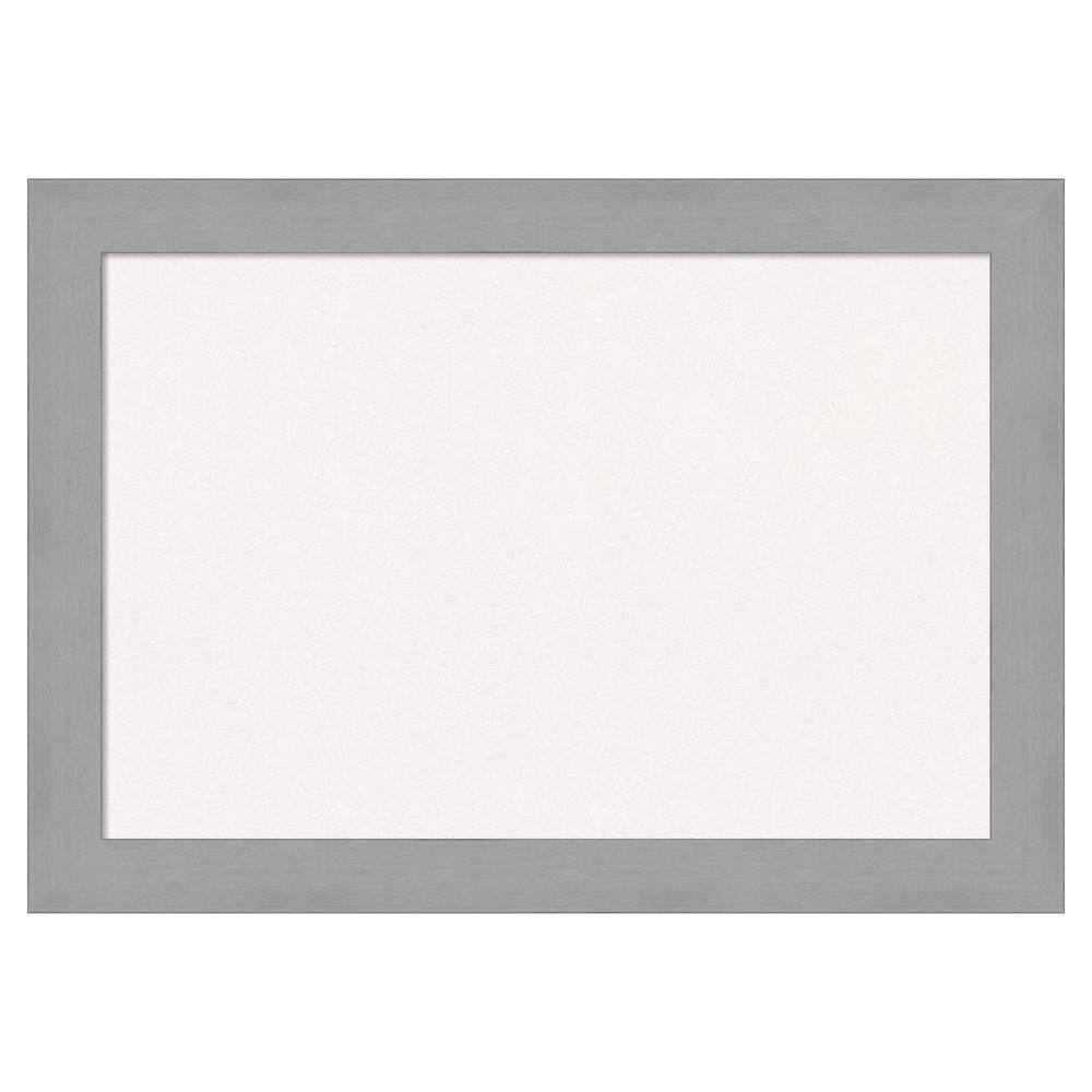 Amanti Art Brushed Nickel White Corkboard 27 in. x 19 in. Bulletin