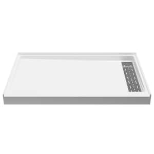 ALEXANDER 48 in. L x 32 in. W Alcove Shower Pan Base with Right Drain in White