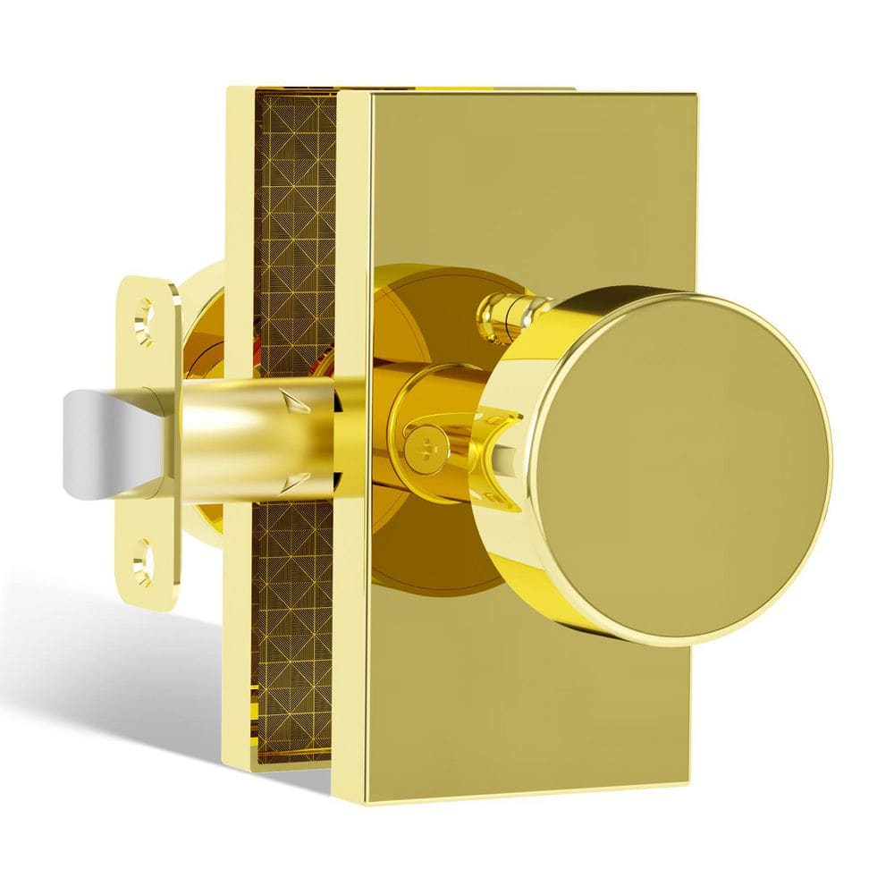 Modern Metal Polished Brass Interior Privacy Bed/Bath Door Knob with Round Knob and Rectangular Backplate price history on PriceWatchPro
