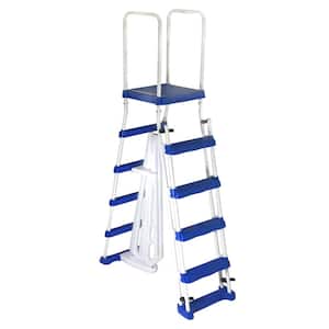 52 in. A-Frame Ladder with Safety Barrier and Removable Steps for Above Ground Pools