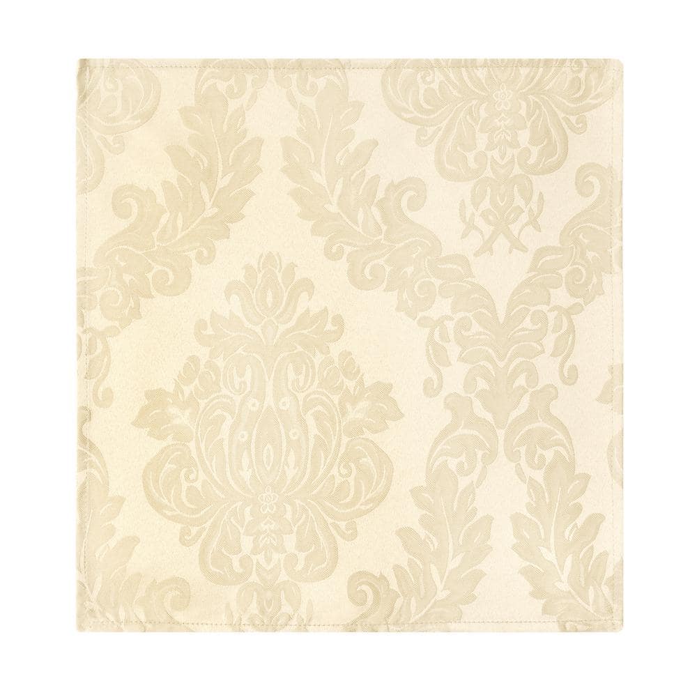 Antique Ivory Damask Fabric Square Tablecloth, 52" x 52"