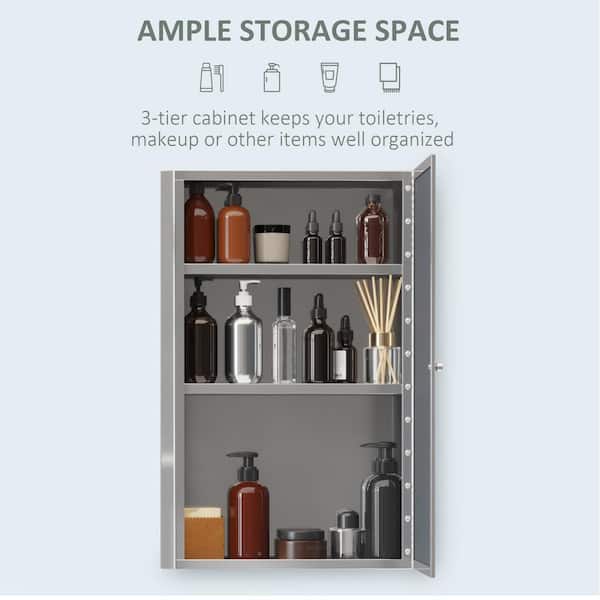Silver 16 in. W x 24 in. H Stainless Steel Frame Bathroom