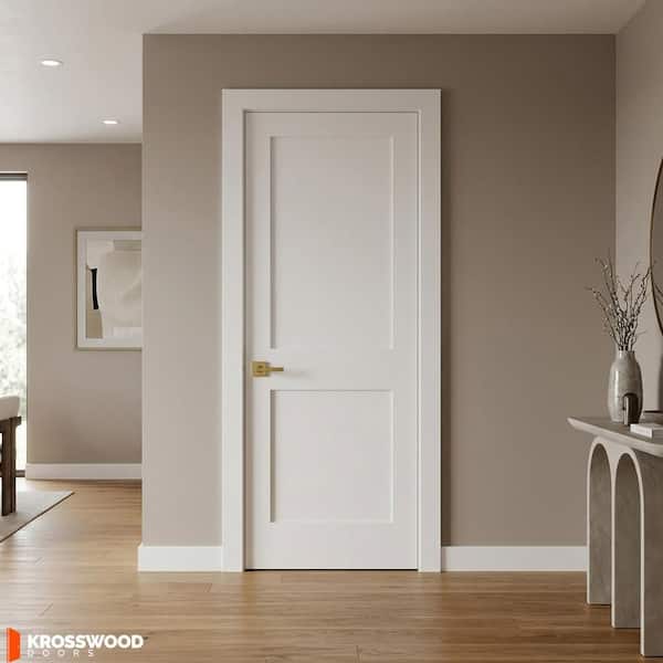 Krosswood Doors 30in.x80in. Shaker 2-Panel Right-Hand Primed Solid