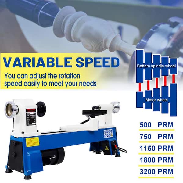 Benchtop Wood Lathe 10 in. x 18 in. Mini Wood Turning Lathe for