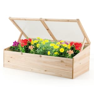 Wooden Cold Frame Greenhouse Flower Planter Raised Plants Bed Protection