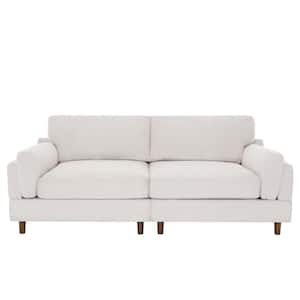 89.4 in. Modern Square Arm Beige Corduroy Fabric Upholstered 2-Seater Loveseat With Wood Leg