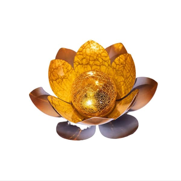 Amber Crackle Globe Glass LotusGarden Decoration Orange (2 Pack)