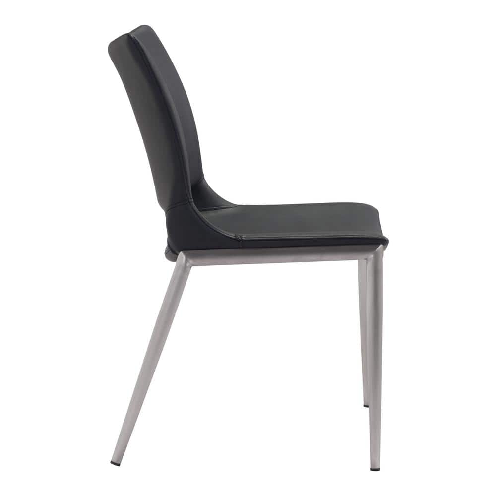High Black Metal Retro Dining Side Chair Set