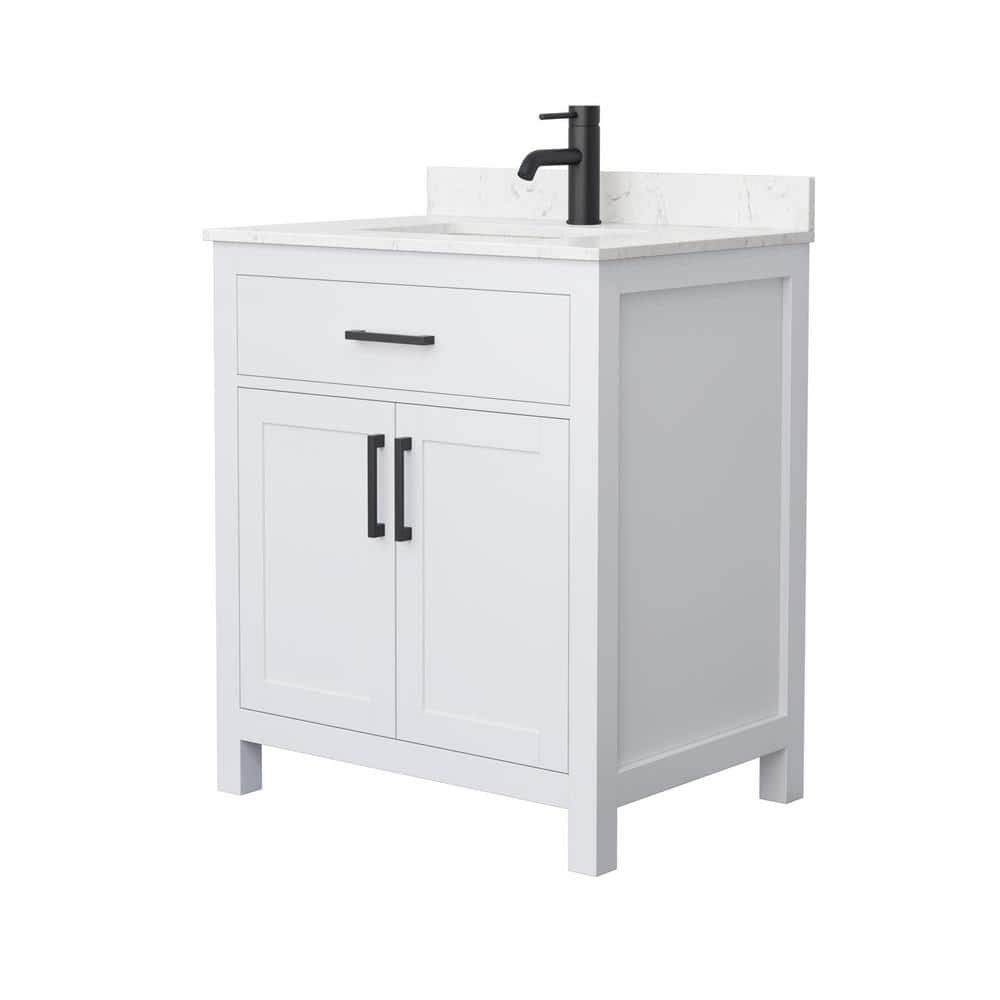 Beckett White 30" Freestanding Single Bathroom Vanity with Marble Top