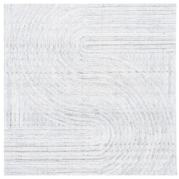 Southampton 8 ft. x 8 ft. Gray Meander Striped Square Area Rug