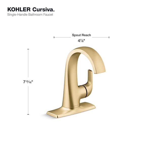 Cursiva Single Handle Single Hole Bathroom Faucet in Vibrant Brushed Moderne Brass