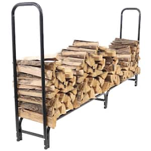 8 ft. Outdoor Firewood Stacker Storage Holder Log Rack in Black