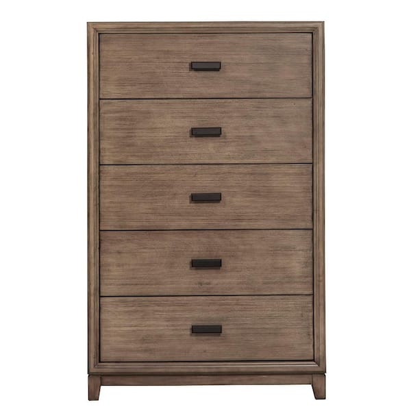 Unbranded Camilla 5-Drawer Antique Gray Wood Chest