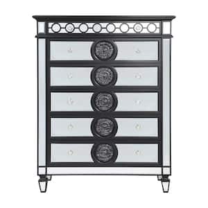 Varian II 6-Drawer Black and Silver Chest of Drawers (56 in. H x 44 in. W x 21 in. D)