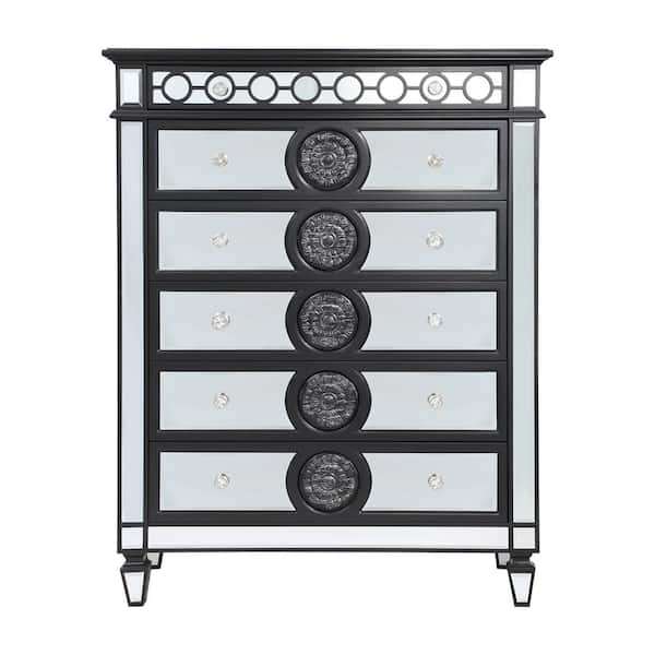 Acme Furniture Varian II 6-Drawer Black and Silver Chest of Drawers (56 in. H x 44 in. W x 21 in. D)