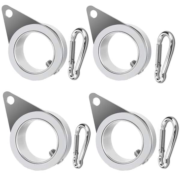 Angel Sar 1 in. Matte Silver Aluminum Alloy Flagpole Rings 360° Rotating Anti Wrap Flag Mounting Ring Clips (4-Pack)