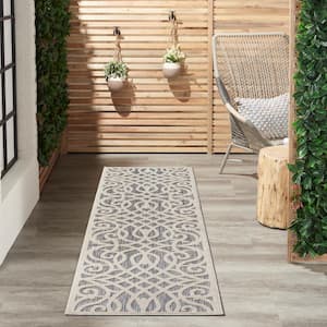 Palamos Gray 2 ft. x 8 ft. Kitchen Runner Geometric Contemporary Indoor/Outdoor Patio Area Rug