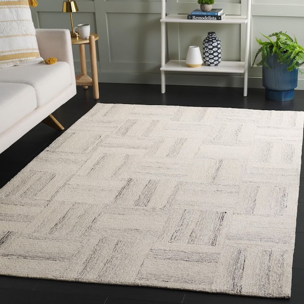 Pine 6 ft. x 6 ft. Ivory/Gray square Area Rug