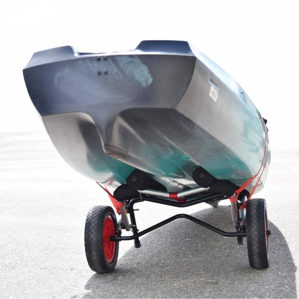 Large Folding Silver and Black Aluminum Kayak Cart with Strap