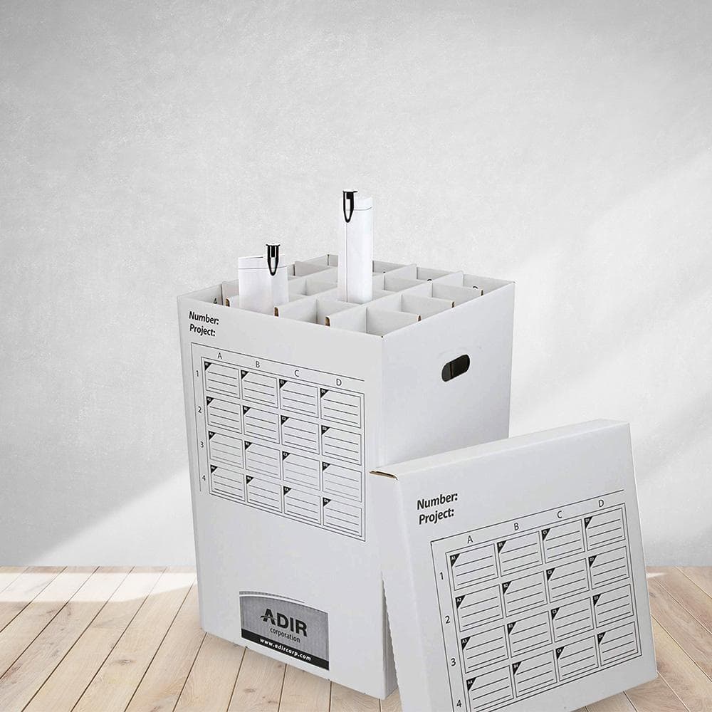 25 Inch White Corrugated Cardboard Roll File Storage Cabinet Set