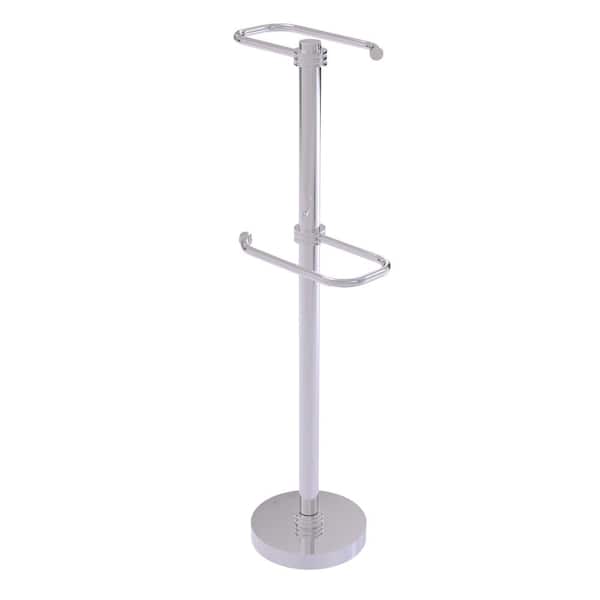 Allied Brass Free Standing Two Roll Toilet Tissue Stand in Polished Chrome
