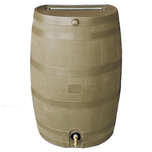 RTS Home Accents 50 Gal. Rain Barrel Oak Color with Brass Spigot