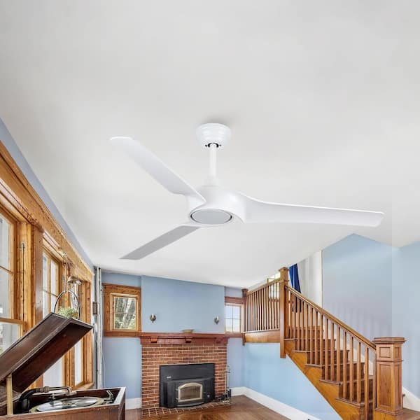 52 in. Indoor White 3-ABS Blades Downrod Standard Ceiling Fan with Reversible DC Motor and Remote Control Included