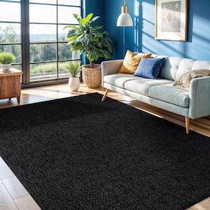 Jutem Dark Grey 9 ft. x 12 ft. Solid Indoor Area Rug