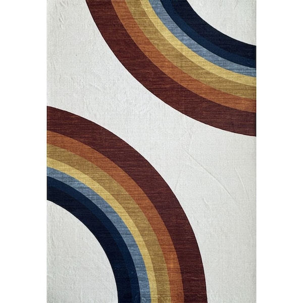Solara Ember Arc 5 ft. x 8 ft. Non-Toxic, Child and Pet Safe - Indoor Area Rug for Kids, Red.