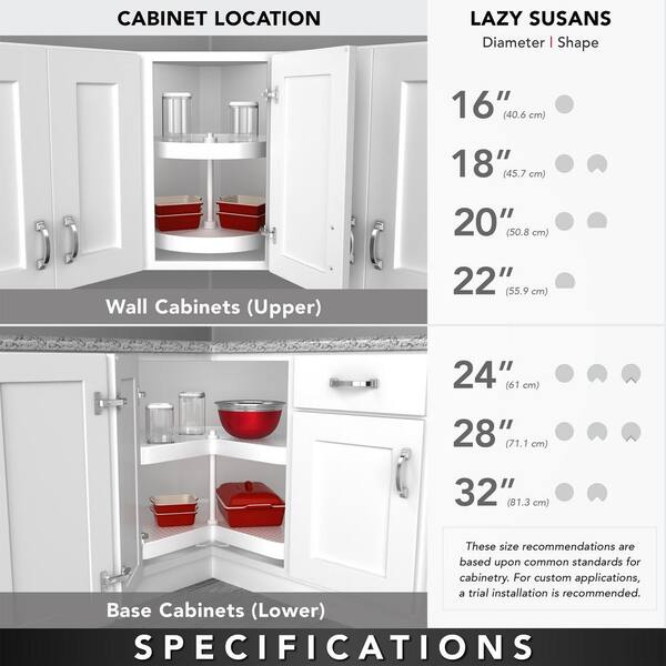 Rev-A-Shelf 28 in. 2-Shelf White Kidney Shape Lazy Susan Set 6472