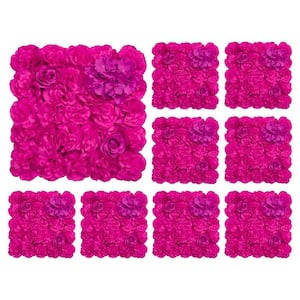 2 in. White Artificial Rose Flower Hedge Panel 16pcs Realistic Silk Floral Wall for Event Backdrops