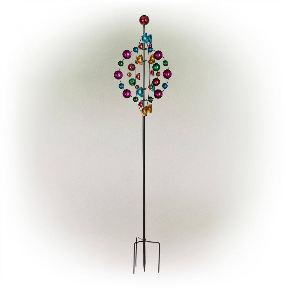 89" Multi-Color Iron Kaleidoscopic Kinetic Garden Stake
