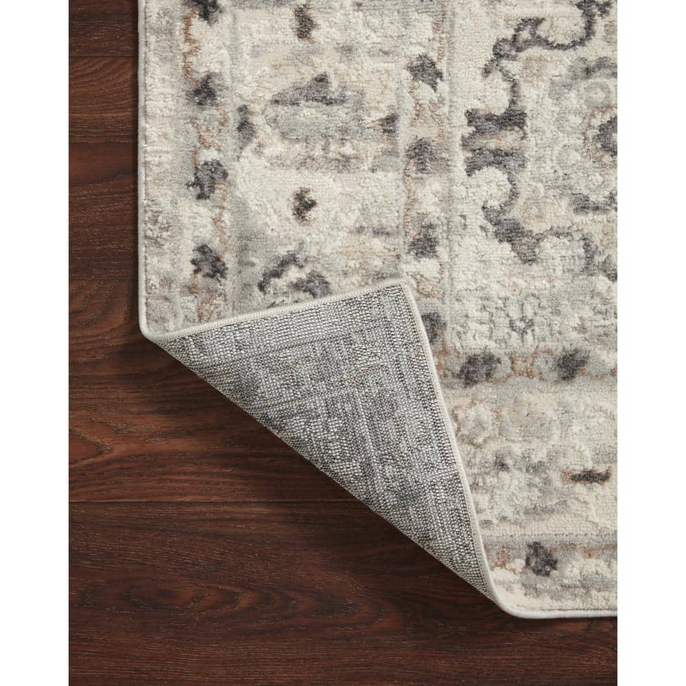 Ivory and Stone Oriental Synthetic Square Rug Sample