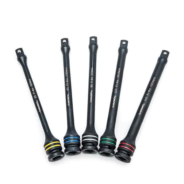 Husky - 65-140 ft. lbs. Torque Limiting Impact Extension Bar Set (5-Piece)