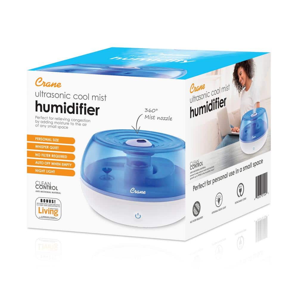 Compact Blue and White Ultrasonic Cool Mist Humidifier