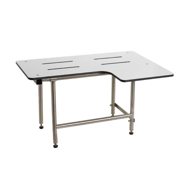 32 in. x 22.5 in. Reversible Folding Transfer Tub/Shower Seat with Legsin White, ADA Compliant